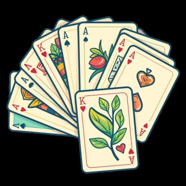 A deck of tea leaf playing cards fanned outwards.