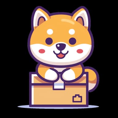 Smiling Shiba Inu holding a box.